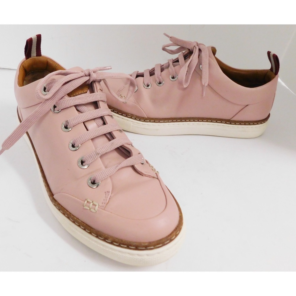 Bally Hellen Dusty Pink Leather Lace-up Sneakers 38.5 US 8 Italy